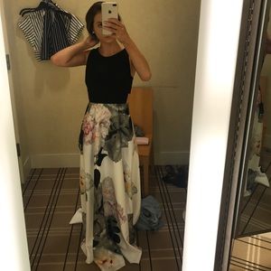 floral cutout prom dress